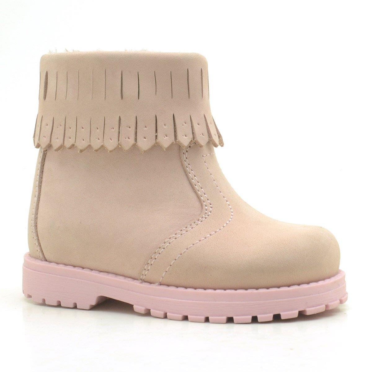 Rakerplus Chiron Hakiki Deri Pembe Fermuarlı Kız Çocuk Bot Çizme