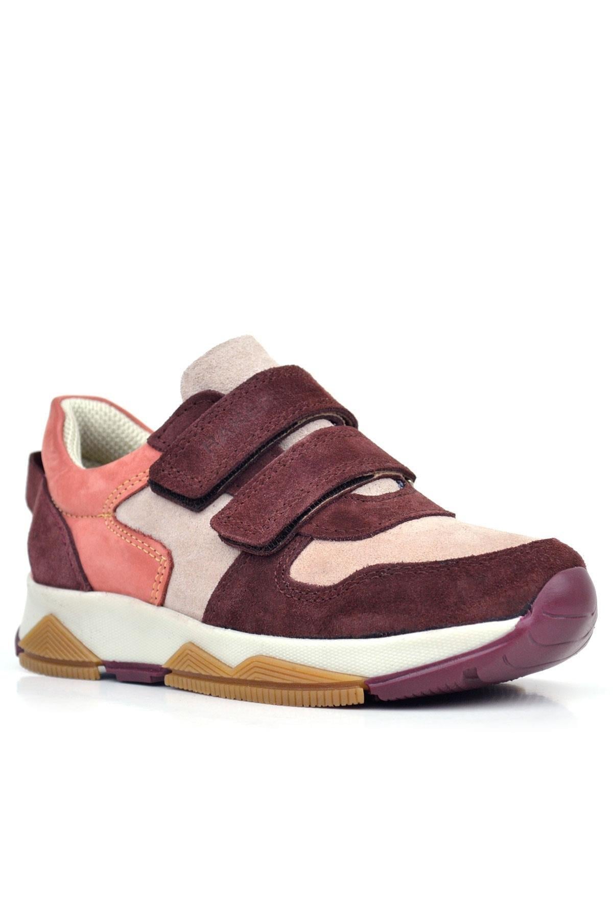 Rakerplus Hakiki Deri Pudra Bordo Çocuk Sneakers Spor Ayakkabı