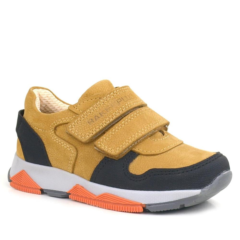 Rakerplus Hakiki Deri Sarı Siyah Çocuk Sneakers Spor Ayakkabı