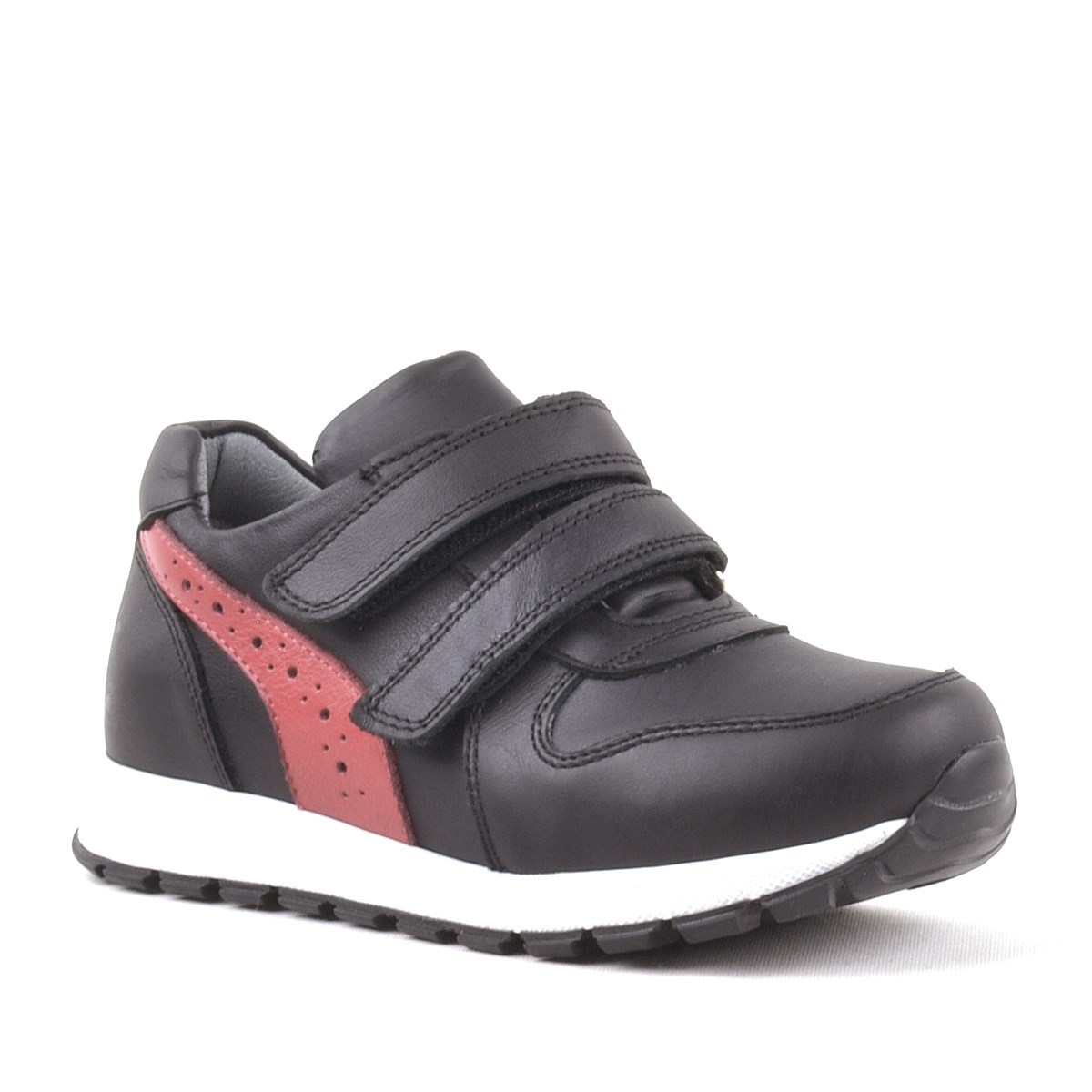 Rakerplus Hakiki Deri Siyah Cırtlı Çocuk Sneakers