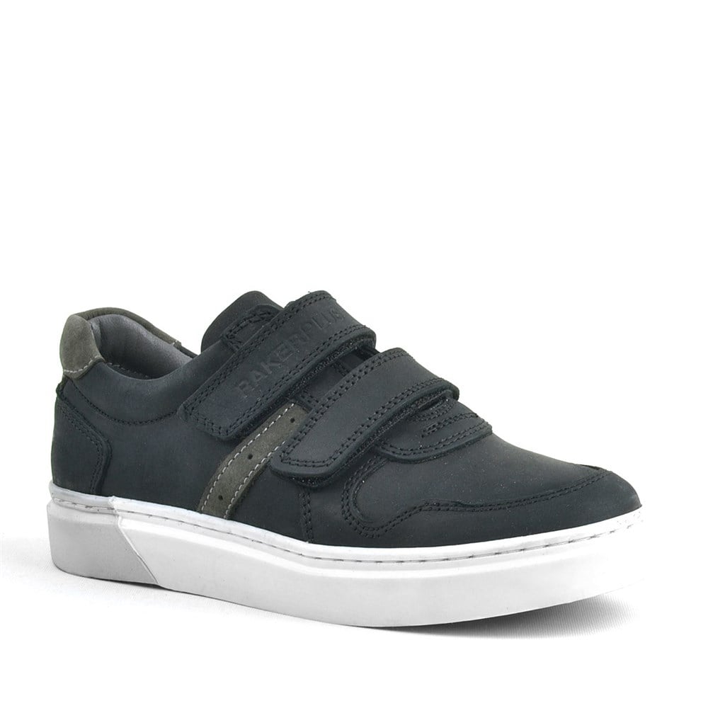 Rakerplus Hakiki Deri Siyah Cırtlı Erkek Çocuk Sneaker