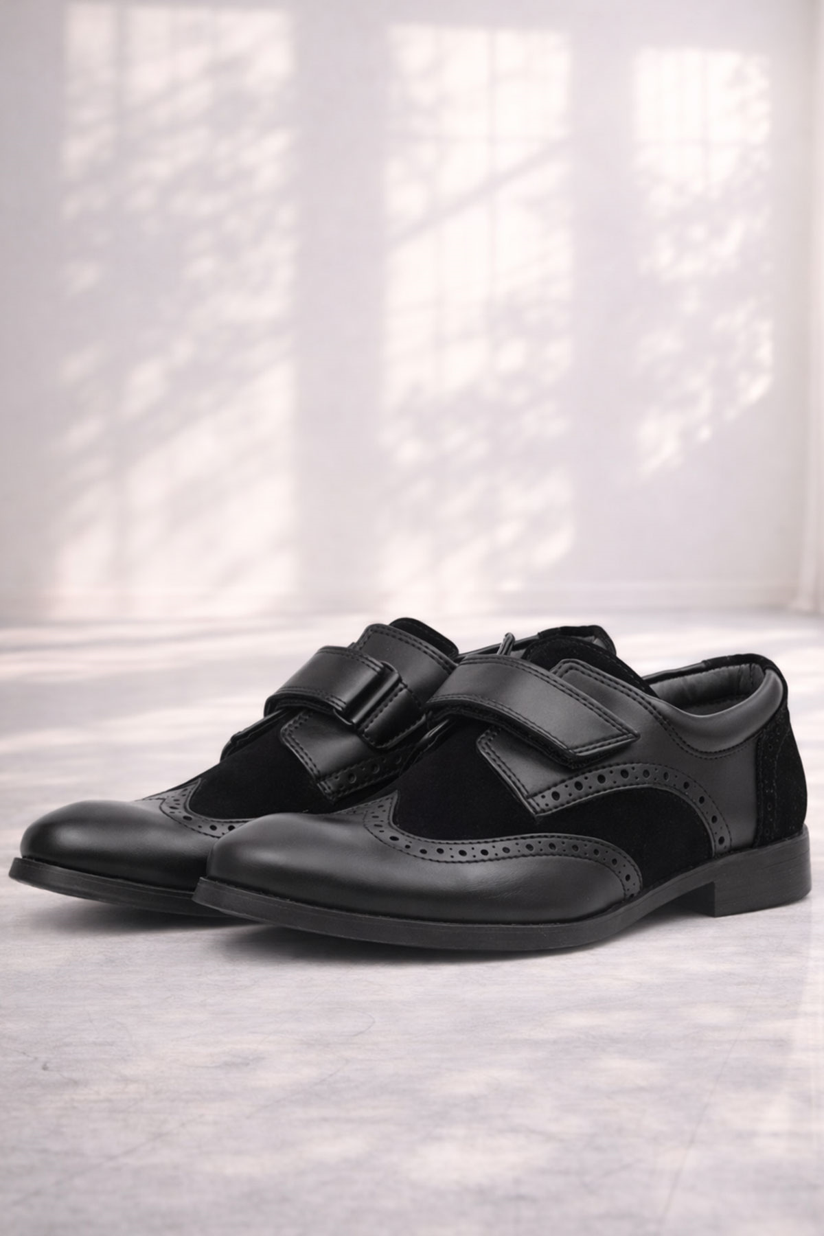 Rakerplus Titan Siyah Mat Cırtlı Klasik Erkek Genç Abiye Ayakkabı