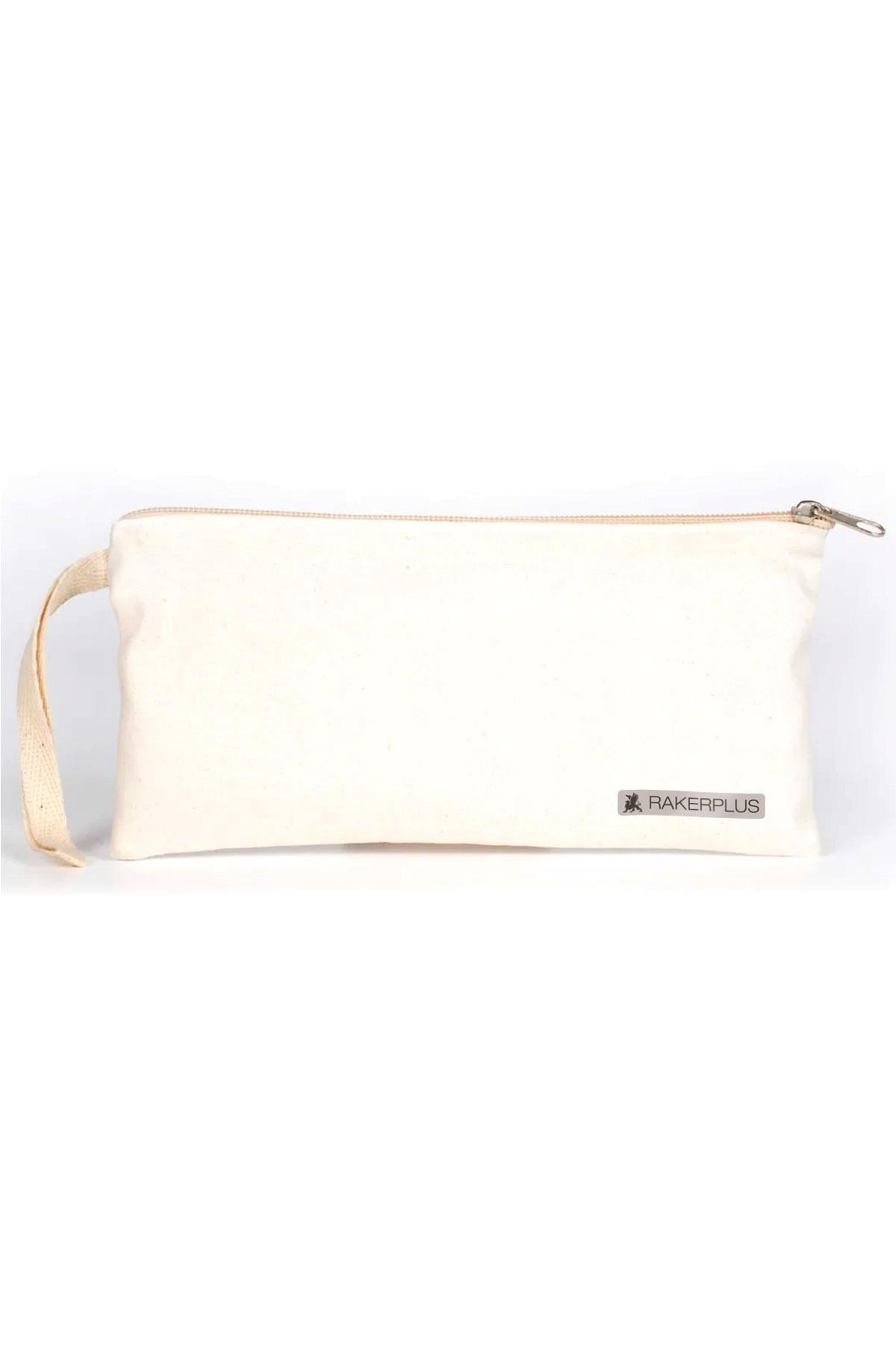 Rakerplus Krem 21x10 cm Fermuarlı Gabardin Kumaş Kalemlik