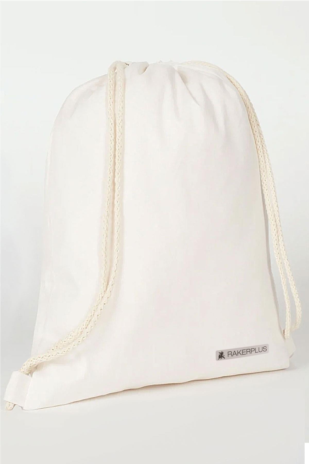 Rakerplus Krem 35x40 cm Unisex Ham Bez Büzgülü Sırt Ayakkabı Çantası