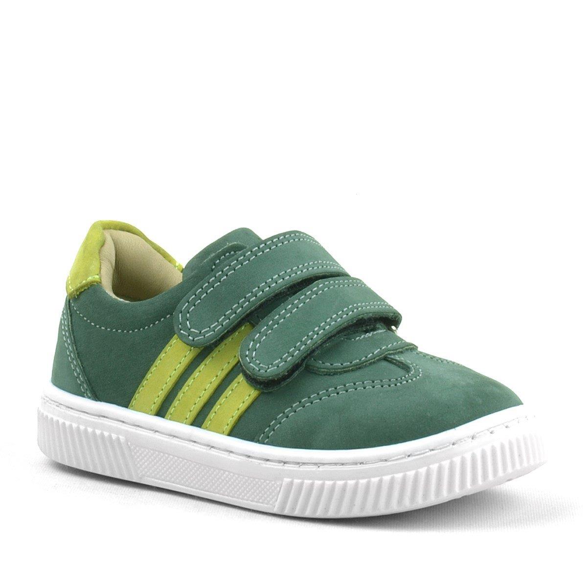 Rakerplus Paw Hakiki Deri Yeşil Cırtlı Çocuk Spor Ayakkabı Sneaker
