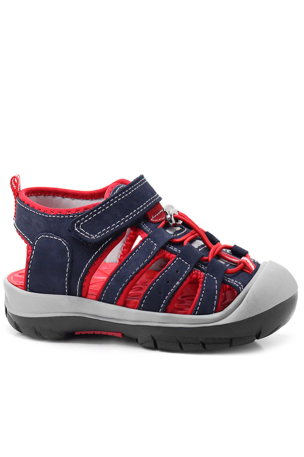 Rakerplus Hakiki Deri Lacivert Kırmızı Çocuk Sandalet