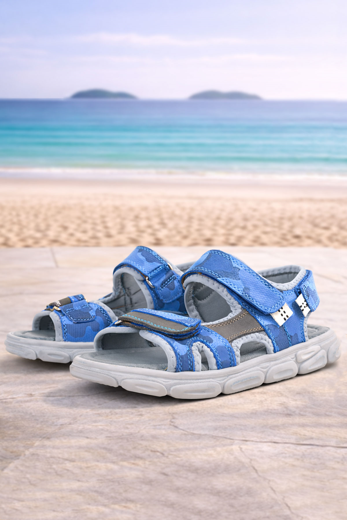 Rakerplus Wisps Hakiki Deri Saks Mavi Çocuk Sandalet Ayakkabı