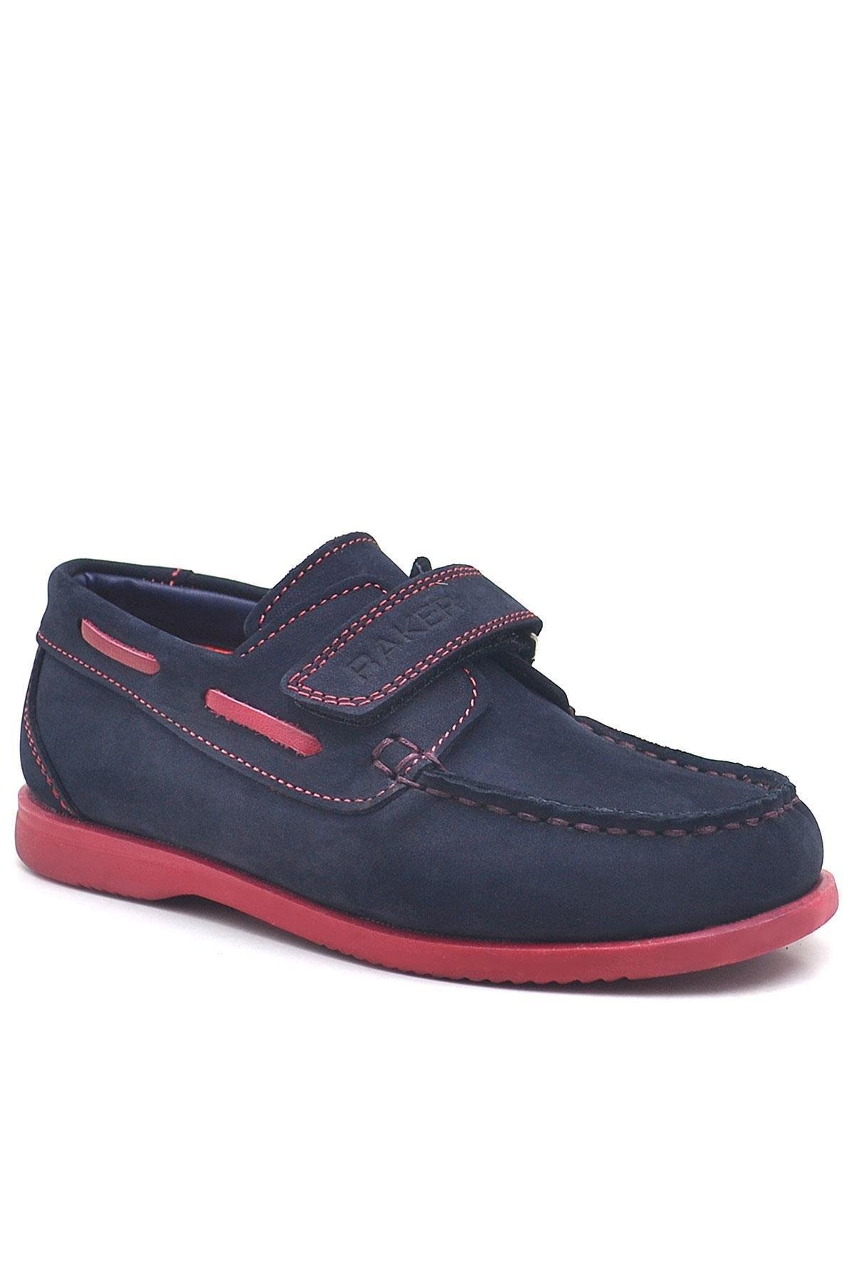 Rakerplus Simurg Hakiki Deri Lacivert Cırtlı Spor Erkek Çocuk Ayakkabı