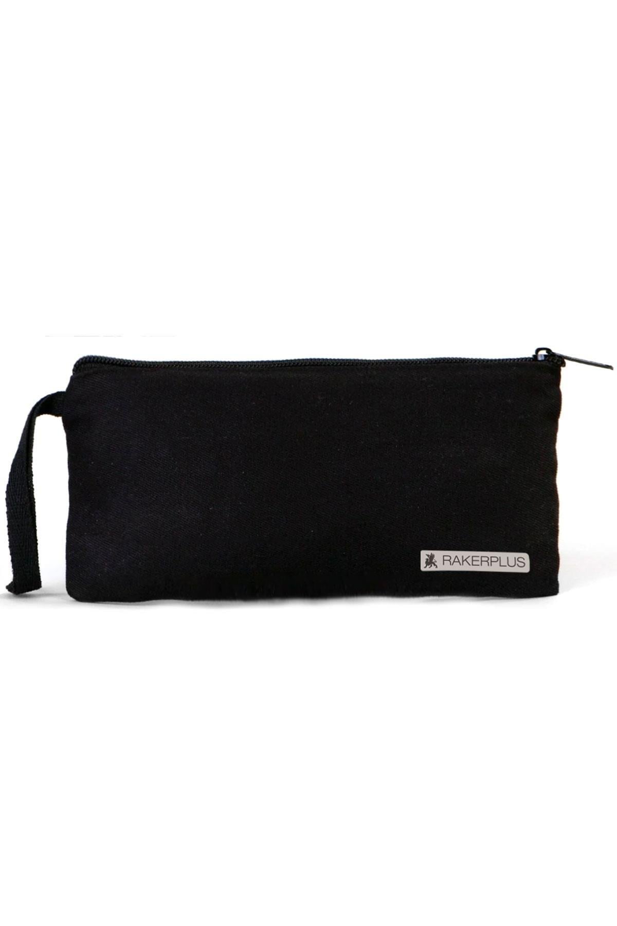 Rakerplus Siyah 21x10 cm Fermuarlı Gabardin Kumaş Kalemlik