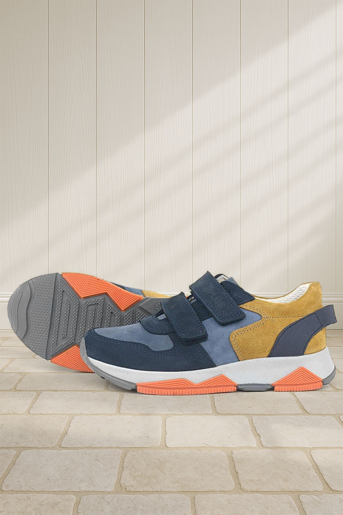 Rakerplus Hakiki Deri Lacivert Taba Çocuk Sneakers Spor Ayakkabı