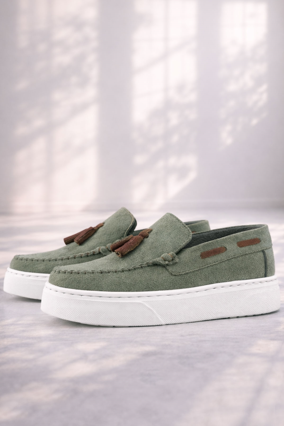 Rakerplus Haki Yeşil Hafif Tabanlı Erkek Çocuk Makosen Ayakkabı