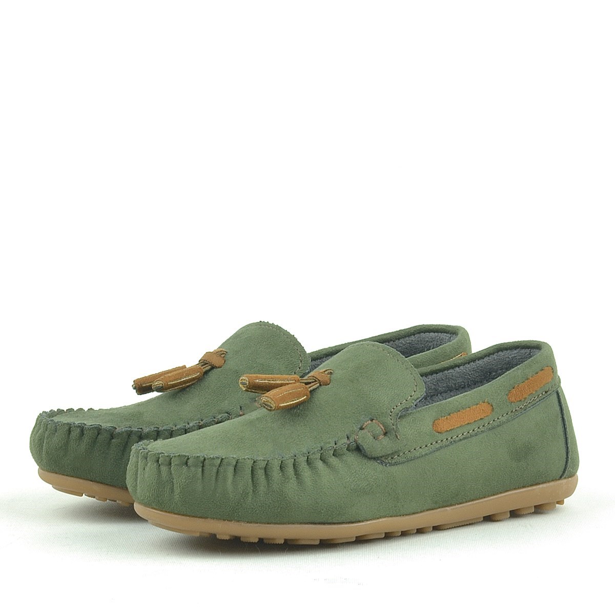 Rakerplus Yeşil Cırtlı Erkek Çocuk Makosen Ayakkabı