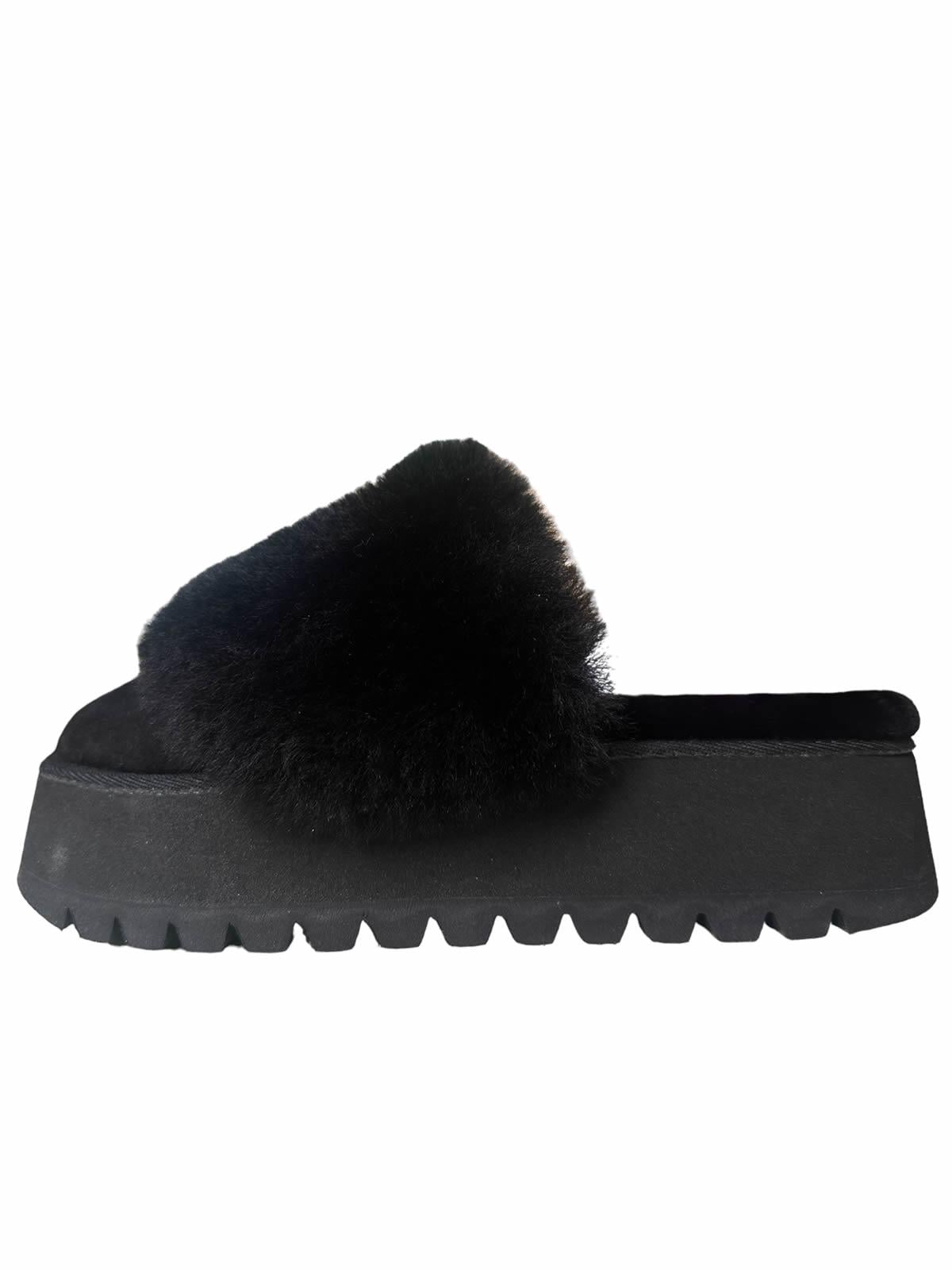 CHOUCHOU ALL BLACK SHEARLING  MULE XL 