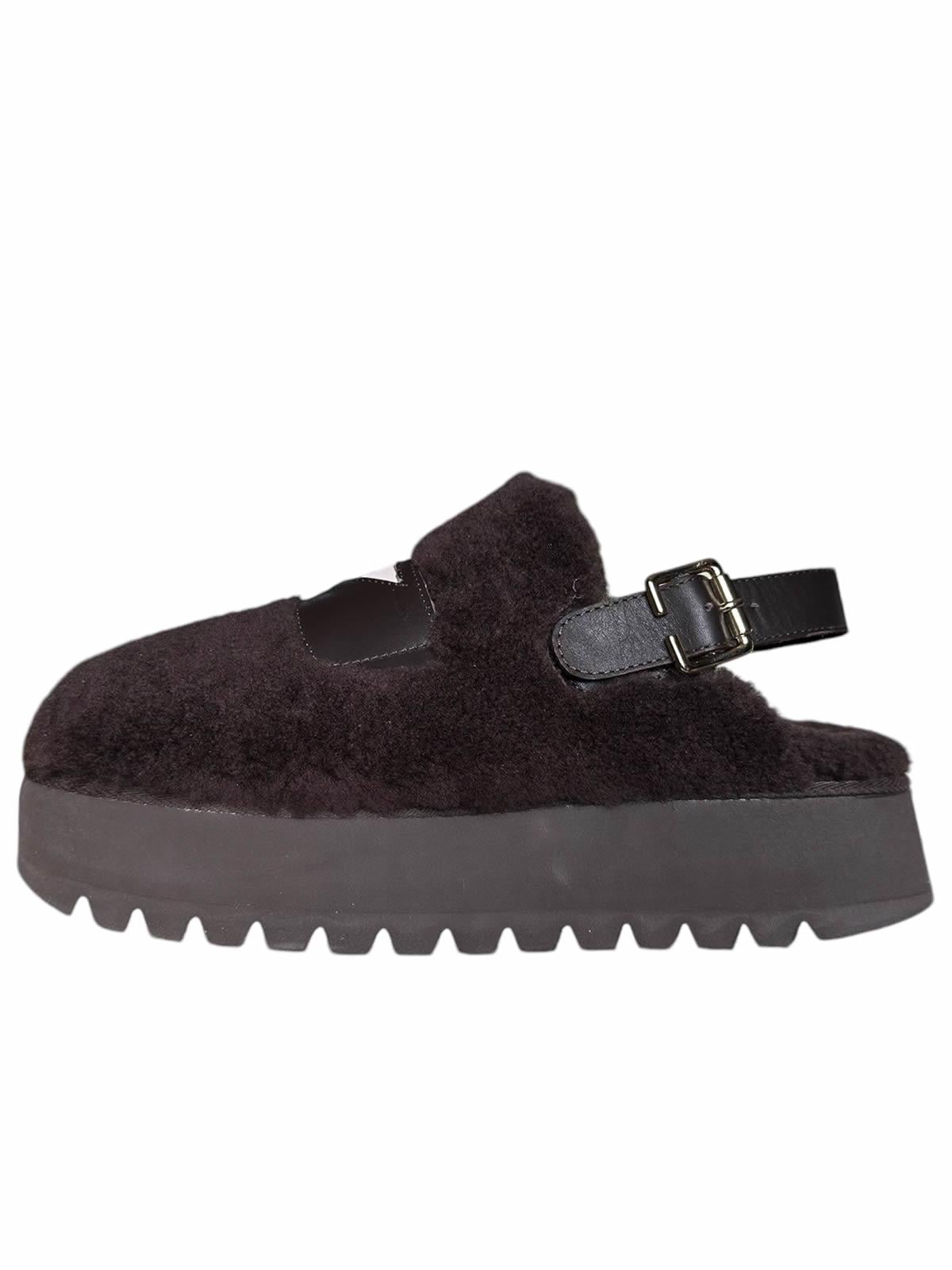 PERSONALIZED LOULOU CLOG DARK BROWN SHEARLING XL  PRE-ORDER