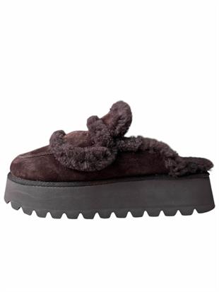 PERSONALIZED LOULOU DARK BROWN SHEARLING MULE XL 