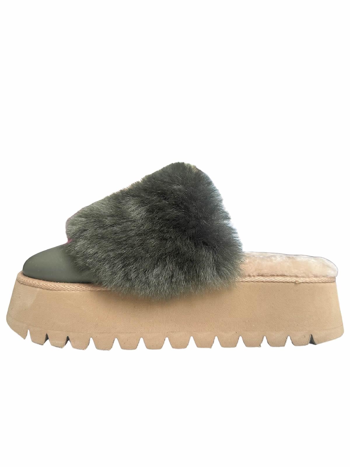 CHOUCHOU KHAKI SHEARLING  MULE XL 
