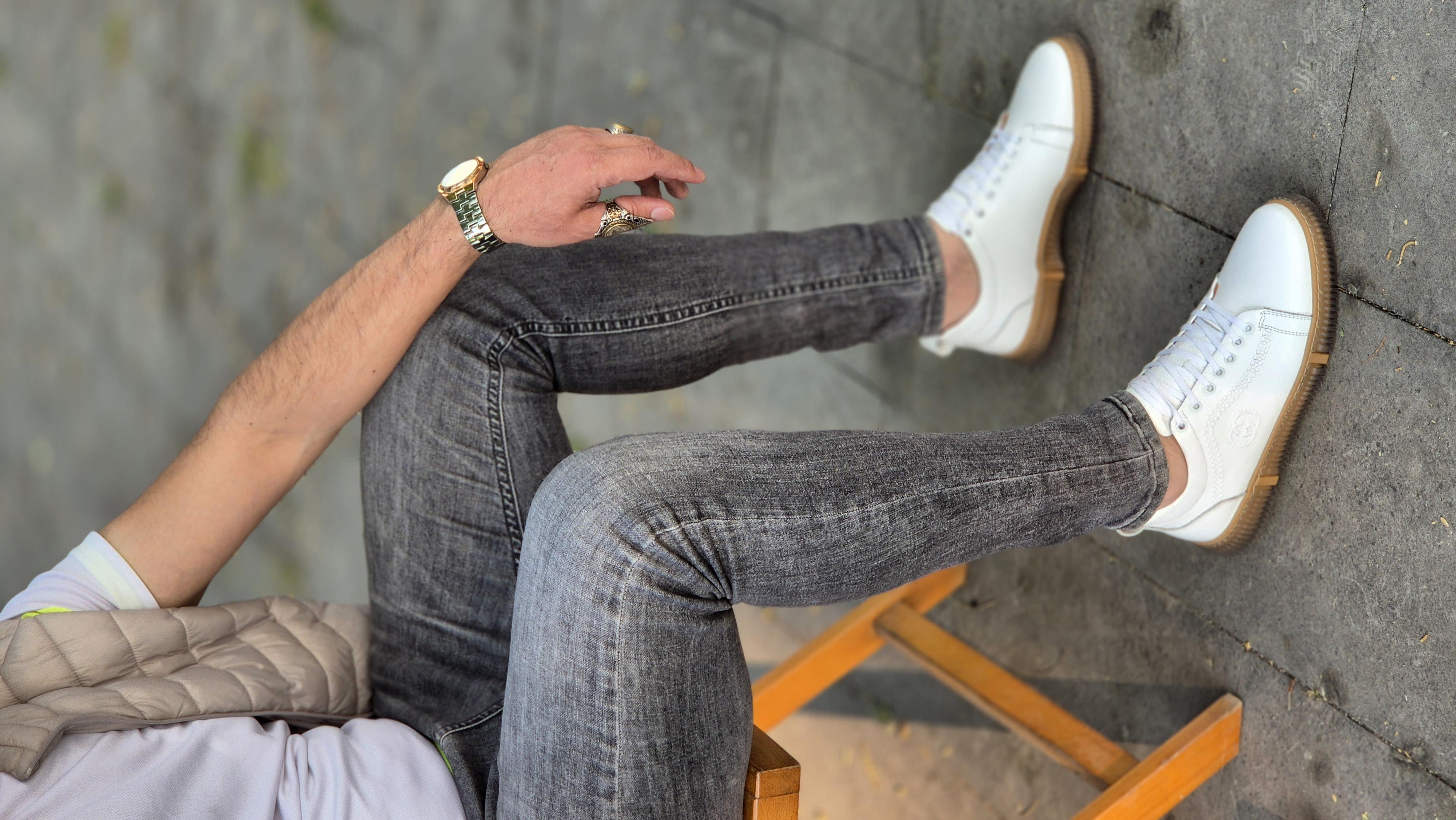 Hnt  00806    Beyaz Deri  Erkek  Sneakers Ayakkabısı