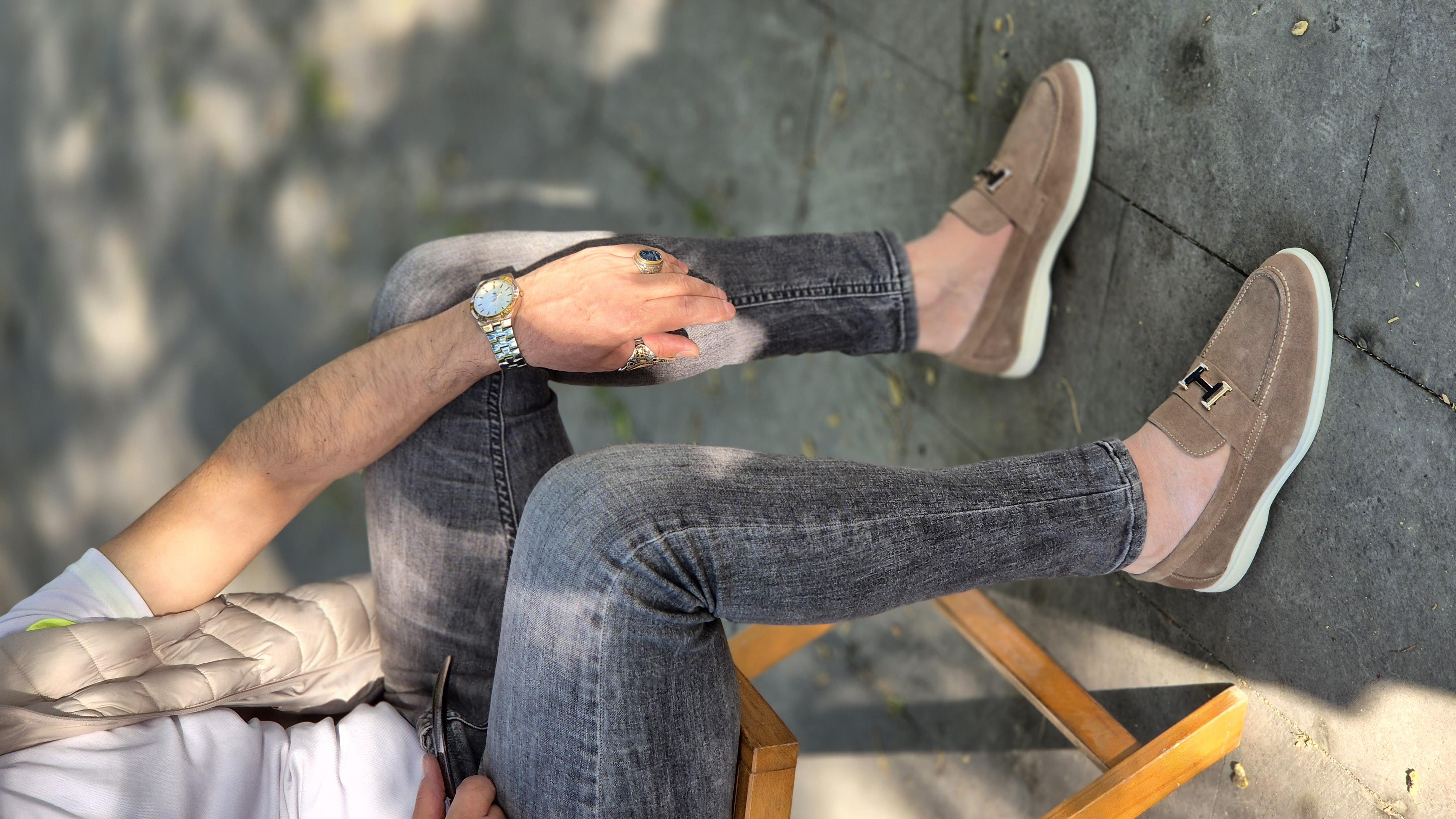 MRD 222  Laofer  H Tokalı Kum Deri  Erkek Ayakkabısı