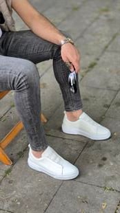  Hnt  002060  Beyaz   İçi Dışı Hakiki Deri Erkek Sneakers 