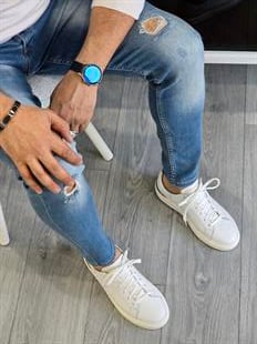 Hnt  0055  Premium Eva Taban Beyaz   İçi Dışı Hakiki Deri Erkek Sneakers 