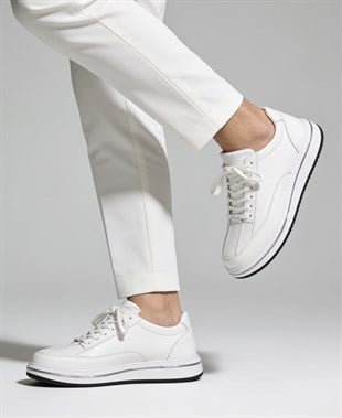  Hnt  1881 Premium Beyaz   İçi Dışı Hakiki Deri Erkek Sneakers 