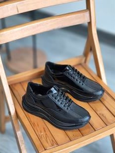  Hnt  3939 İthal Balon Taban Siyah  İçi Dışı Hakiki Deri Erkek Sneakers 