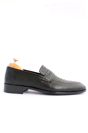 emende -Mrd 00150  Klasik Siyah  Hakiki Deri Günlük Erkek Ayakkabısı