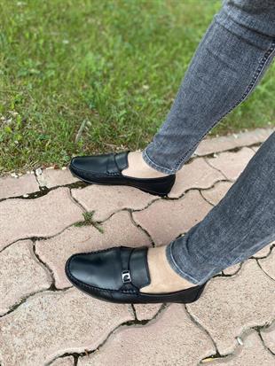 Hatay 005800  Kanca Model İçi Dışı Hakiki Deri Yumşak Siyah Rok Erkek Ayakkabısı