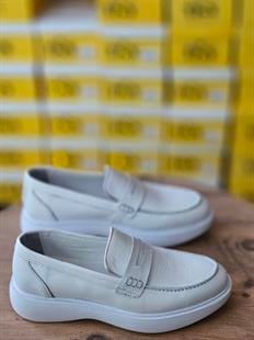 Hatay 006200  Extra Poli  Taban Loafer Beyaz  İçi Dışı Hakiki Deri Klasik   Erkek Ayakkabısı