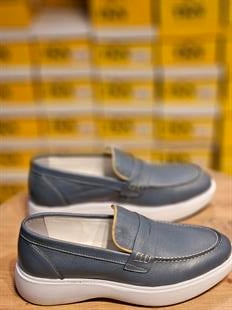 Hatay 006200  Extra Poli  Taban Loafer Mavi   İçi Dışı Hakiki Deri Klasik   Erkek Ayakkabısı