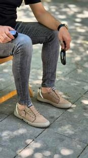 Hnt 003142 Kum Nubuk Sneakers İçi Dışı Hakiki Deri Erkek Ayakkabısı