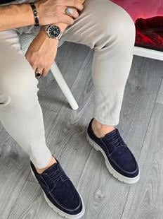 Hnt 0033 Casual  Lacivert Süet Deri  Erkek Ayakkabısı