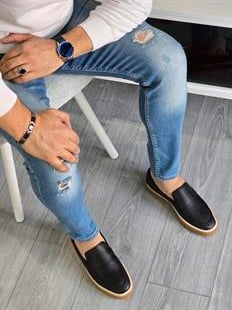 Hnt 0058 LR  Laofer  Siyah Deri  Erkek Ayakkabısı