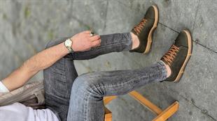 Hnt 00806 Haki Yeşil Sneakers İçi Dışı Hakiki Deri  Erkek Ayakkabısı