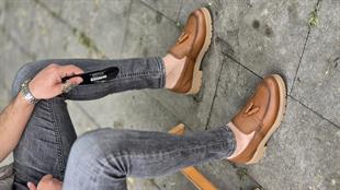Hnt 052 Taba    Loafer  İçi Dışı Hakiki Deri Klasik   Erkek Ayakkabısı