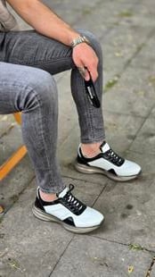 Hnt 4040  İthal Taban  Balon  Beyaz Deri  Erkek  Sneakers Ayakkabısı