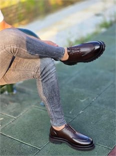 Hnt 4241  Casual Kahverengi   Deri  Erkek Ayakkabısı