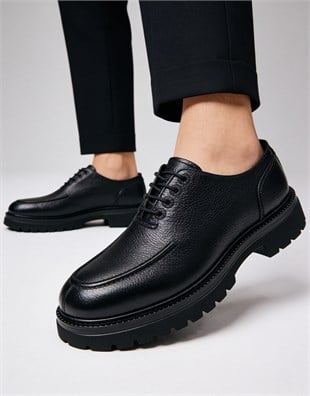 Hnt 4241  Casual Siyah   Deri  Erkek Ayakkabısı