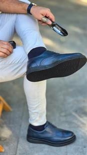 Hnt 4245 Extra Poli Lacivert  İçi Dışı Hakiki Deri Klasik Çifteyüz  Erkek Ayakkabısı