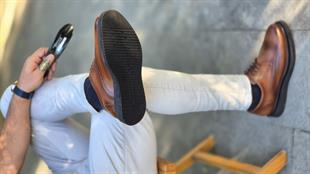 Hnt 4245 Extra Poli Taba  İçi Dışı Hakiki Deri Klasik Çifteyüz  Erkek Ayakkabısı