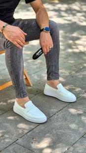 Mrd 002056  Laofer  Beyaz  Deri  Erkek Ayakkabısı