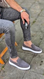 Mrd 002056  Laofer  Gri Deri  Erkek Ayakkabısı