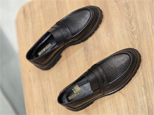 Mrd 2032  Siyah Loafer  İçi Dışı Hakiki Deri Klasik   Erkek Ayakkabısı