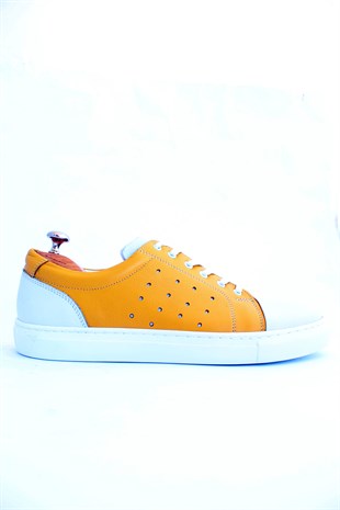 Mrd 602  Sarı Sneakers Mevsimlik Hakiki Deri Erkek Ayakkabısı