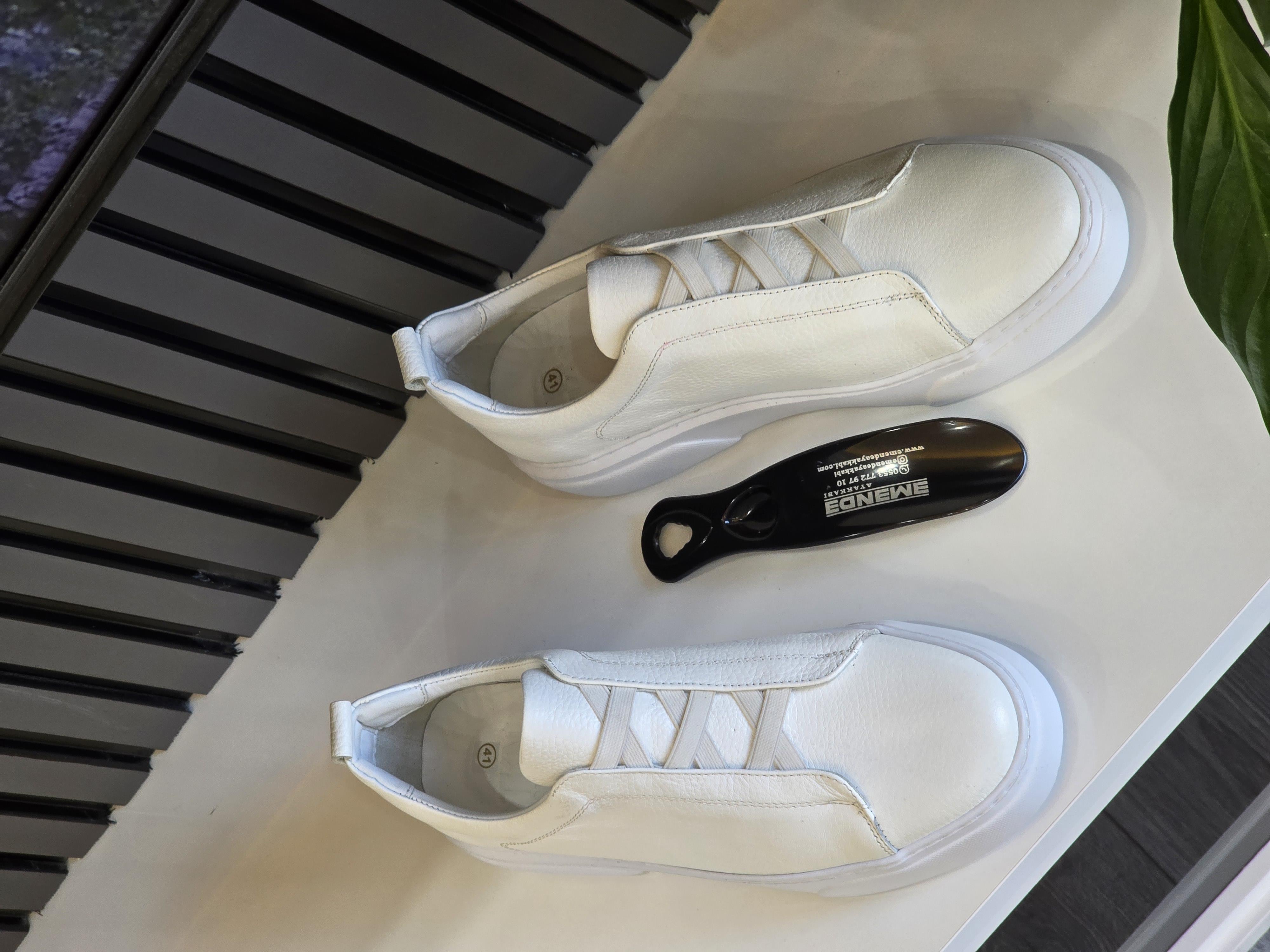  Hnt  002060 Eva Taban Beyaz   İçi Dışı Hakiki Deri Erkek Sneakers 