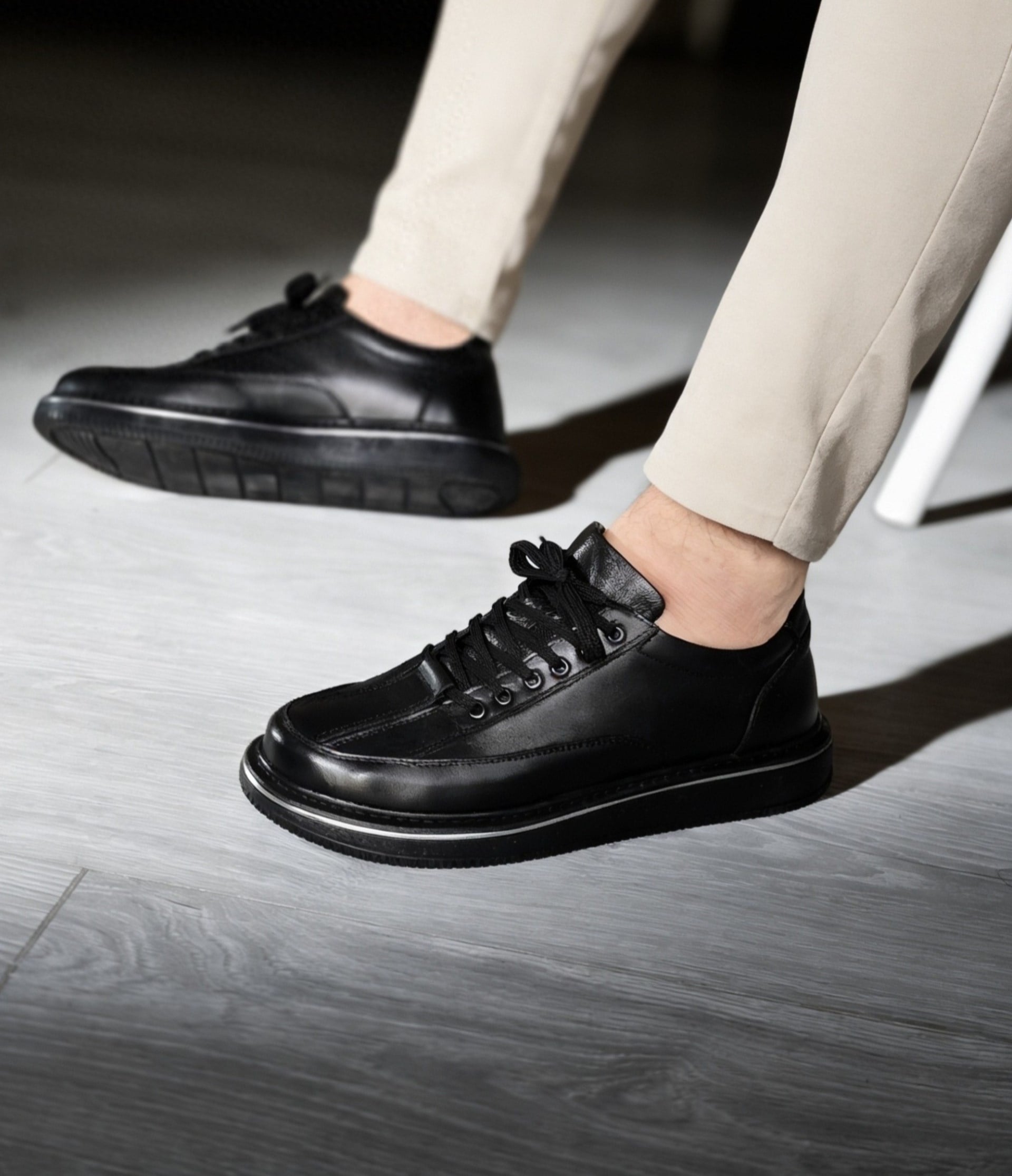  Hnt 1881 Premium Siyah  İçi Dışı Hakiki Deri Erkek Sneakers 