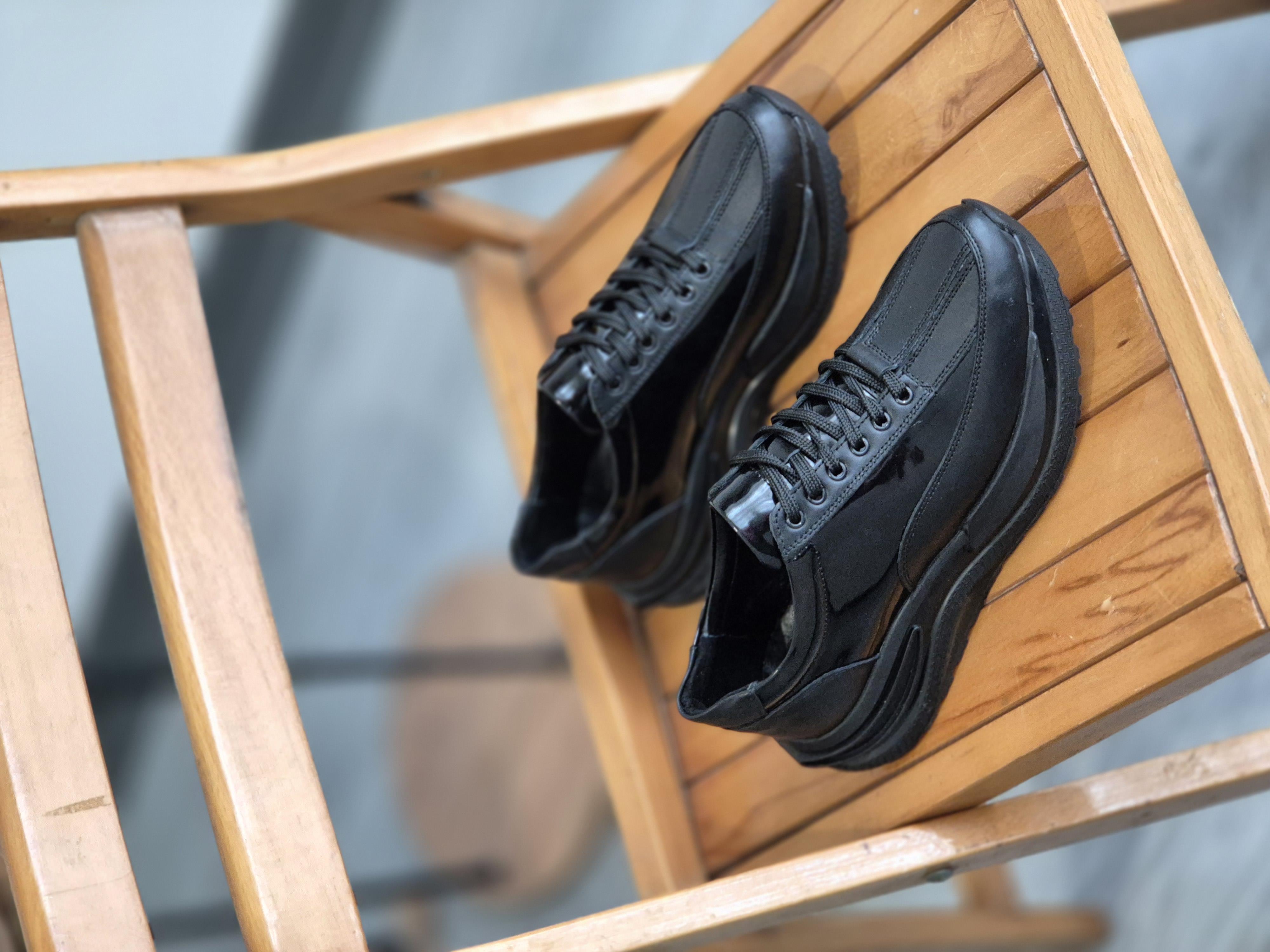  Hnt  3939 İthal Balon Taban Siyah  İçi Dışı Hakiki Deri Erkek Sneakers 