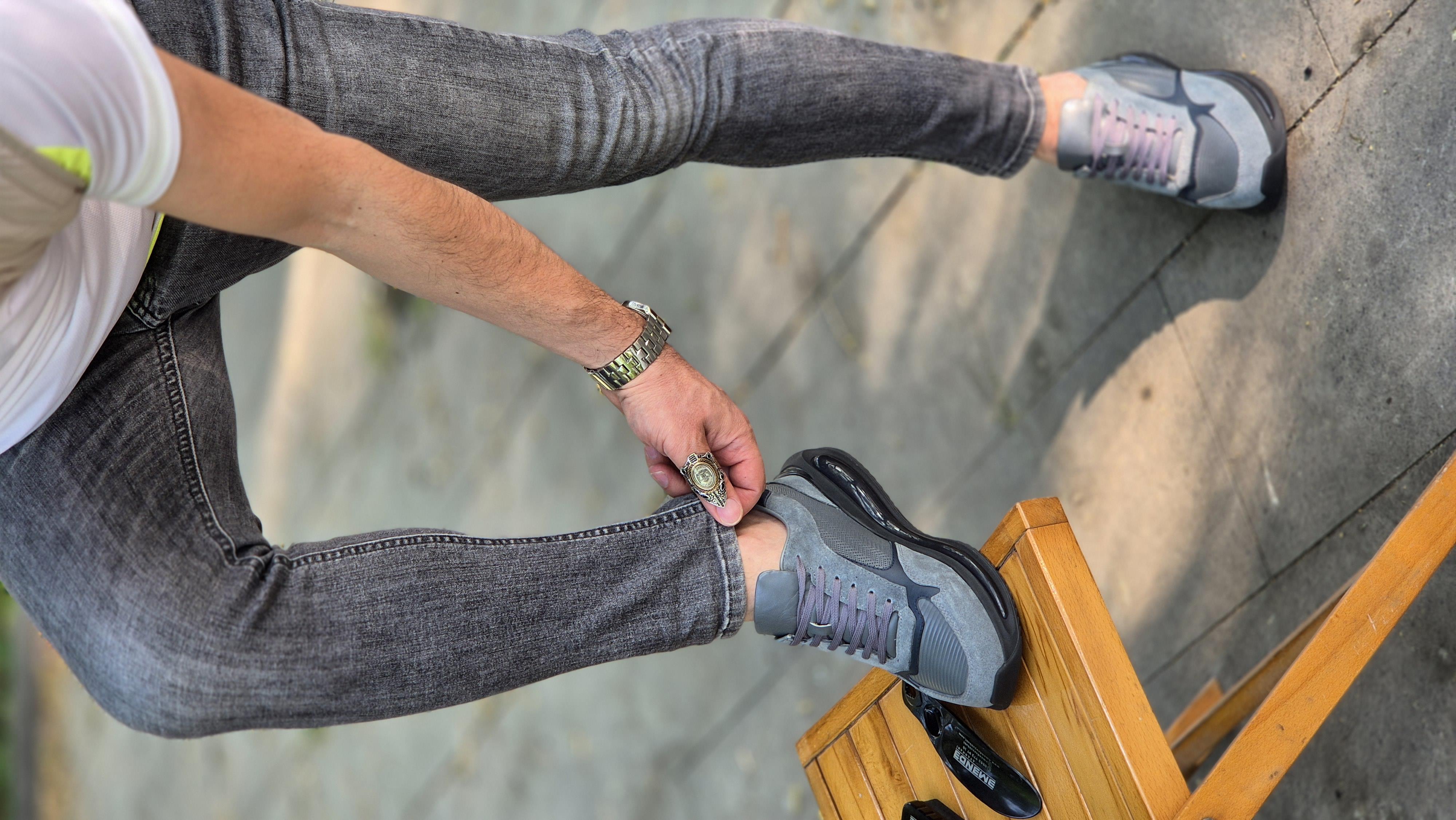 Hatay  00813  İthal Taban  Balon  Gri Deri  Erkek  Sneakers Ayakkabısı