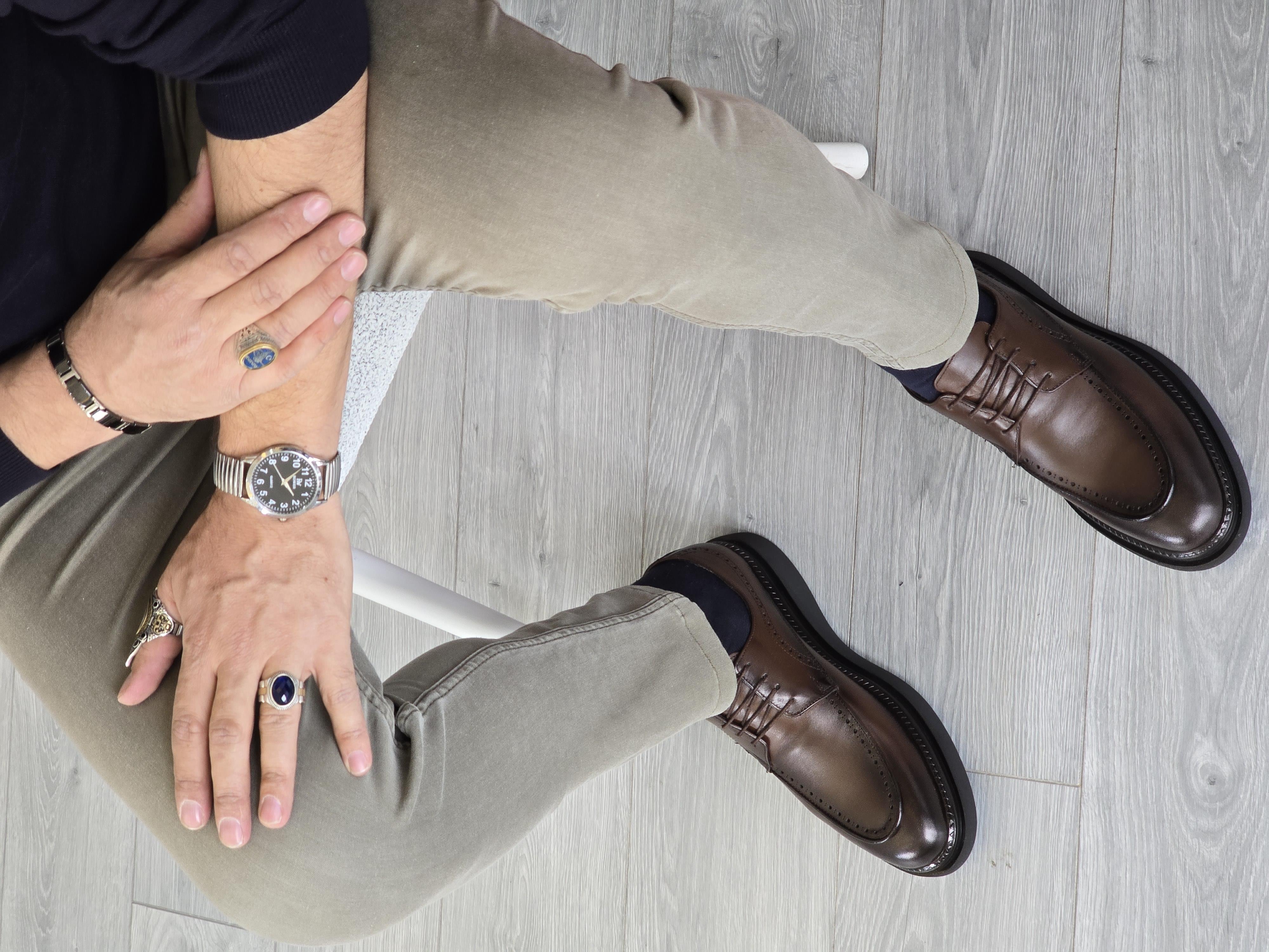 Hnt  0044 Premium   Casual Kahverengi   Deri  Erkek Ayakkabısı