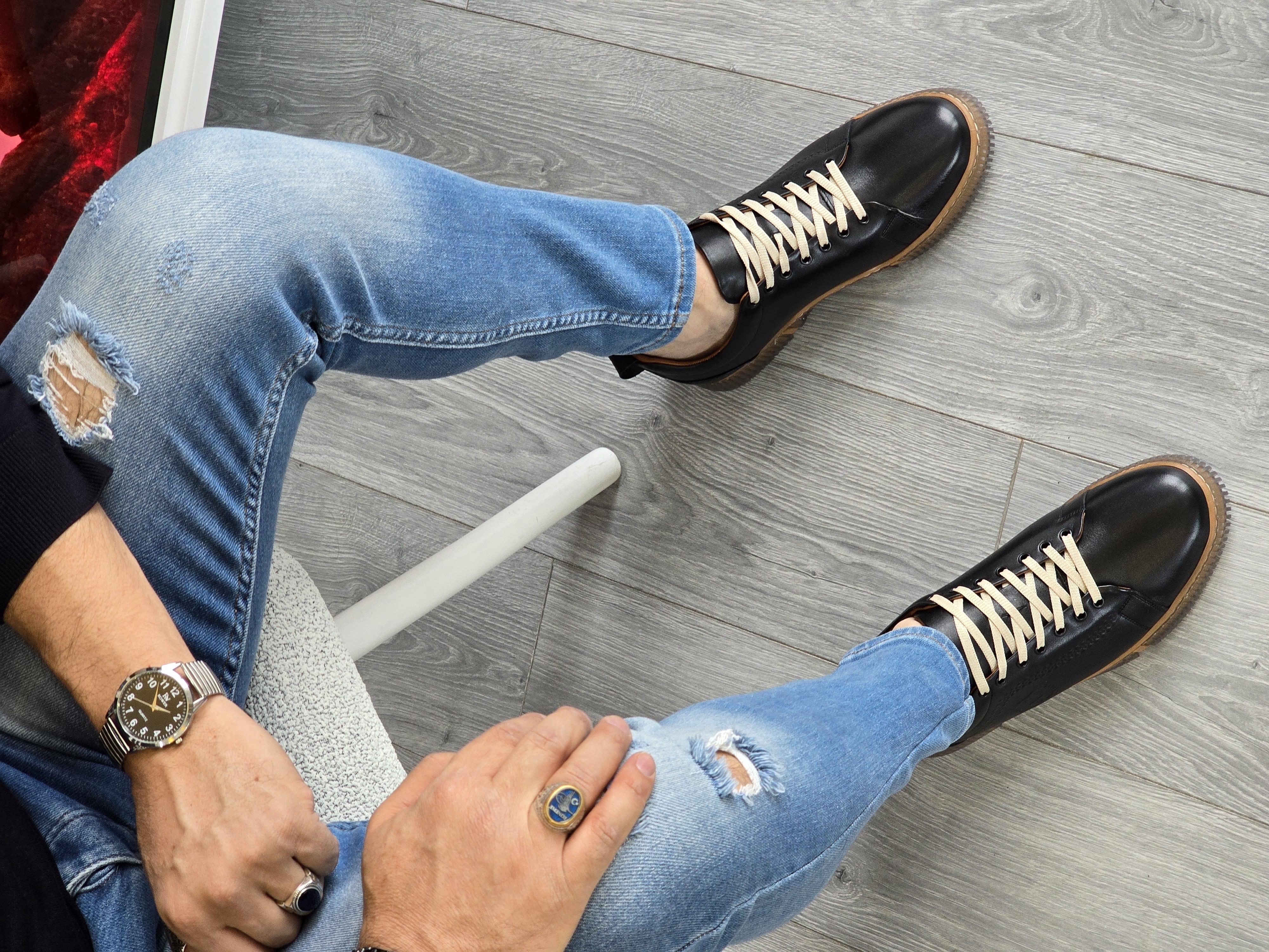 Hnt 00806 Sneakers İçi Dışı Hakiki Deri  Erkek Ayakkabısı